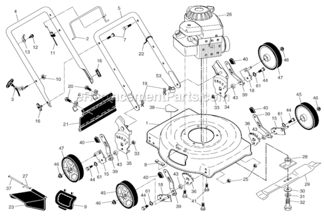 Page A Diagram and Parts List for 96114001501  Weed Eater Lawn Mower